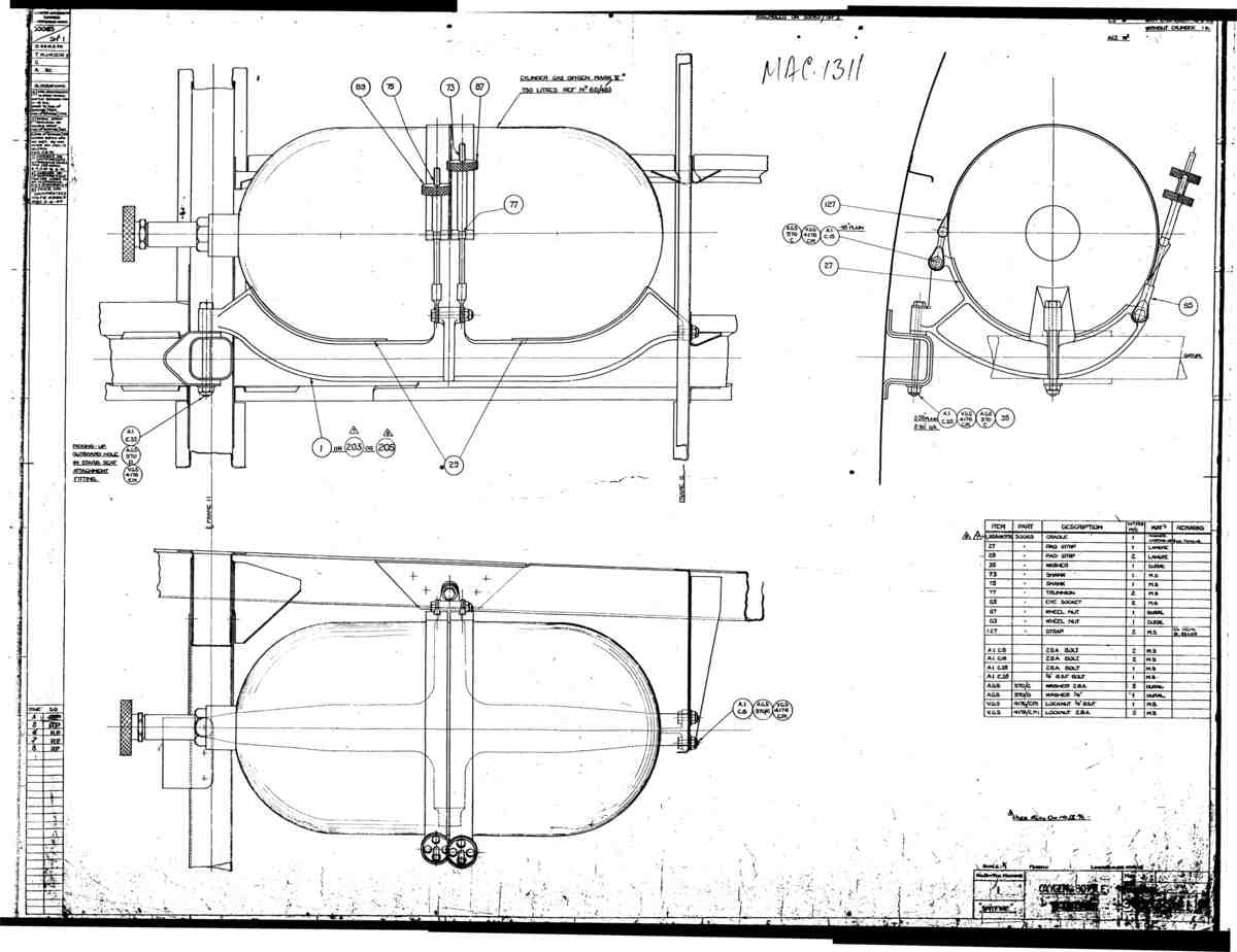 Spitfire MkI II Type 300 Blueprints 30063 1 G Oxygen Bottle Mounting A4 Photo Print