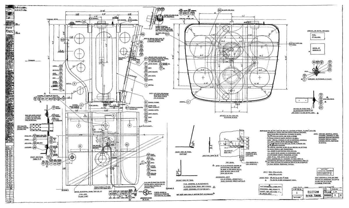 Spitfire MkI II Type 300 Blueprints 30065 1 H Bottom Main Tank A4 Photo Print
