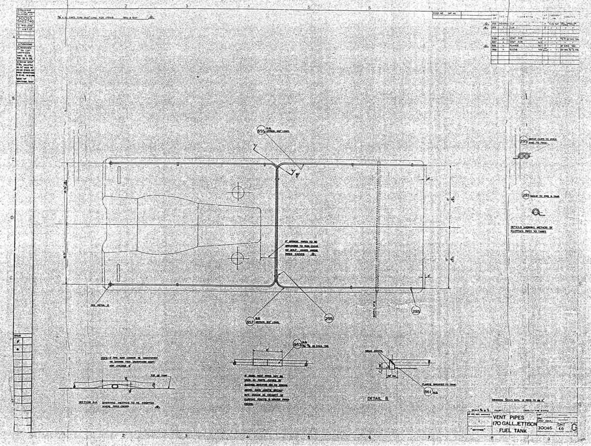 Spitfire MkI II Type 300 Blueprints 30065 46 G Vent Pipes 170 Gal Jettison Fuel Tank A4 Photo Print