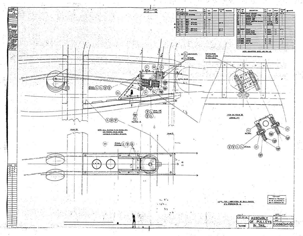 Spitfire MkI II Type 300 Blueprints 30066 4 G Assembly of Pulleys in tail A4 Photo Print