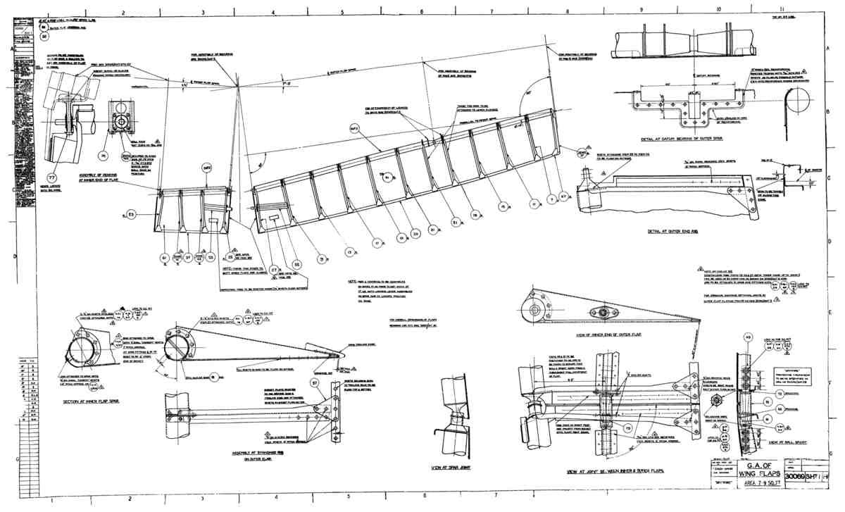 Spitfire MkI II Type 300 Blueprints 30069 1 H GA of Wing Flaps A4 Photo Print