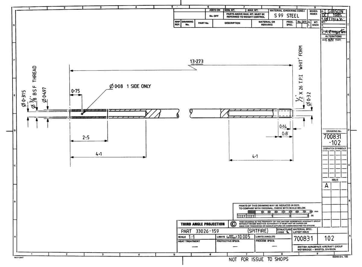 Spitfire MkI II Type 330 Blueprints 33026 159  Tube A4 Photo Print