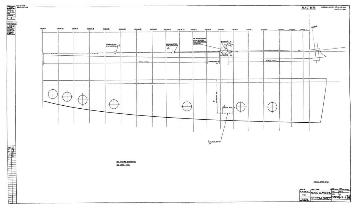 Spitfire MkI II Type 331 Blueprints 33108 451452 H Nose Covering Bottom Sheet A4 Photo Print