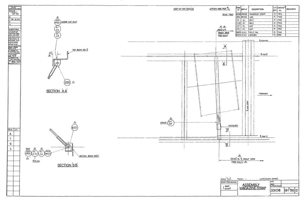 Spitfire MkI II Type 331 Blueprints 33108 56 D Assembly of Magazine Strap A4 Photo Print