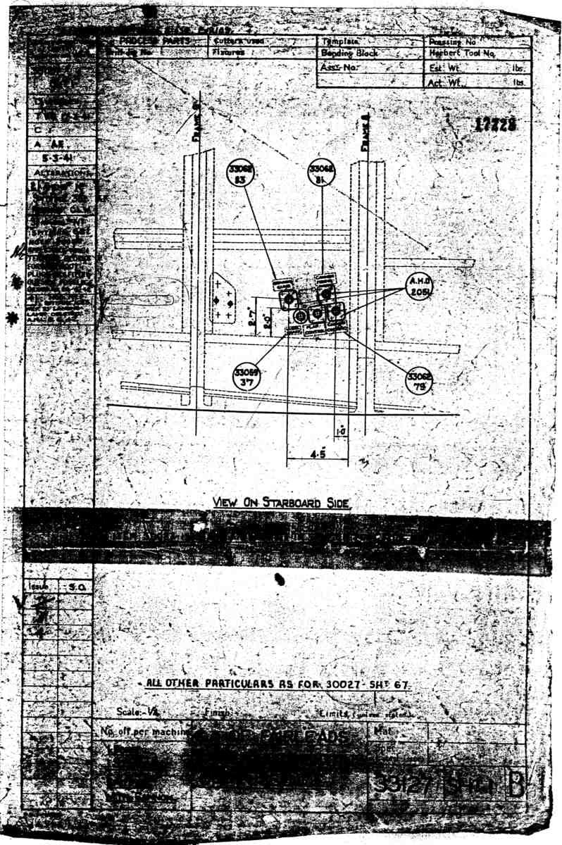 Spitfire MkI II Type 331 Blueprints 33127 1 B GA of Fairleads Labels & Connections on Fuselage A4 Photo Print