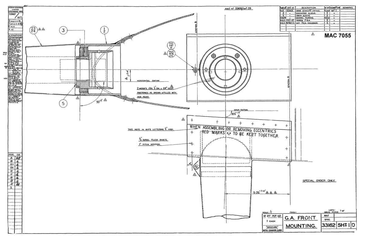 Spitfire MkI II Type 331 Blueprints 33162 1 D GA Front Mounting A4 Photo Print