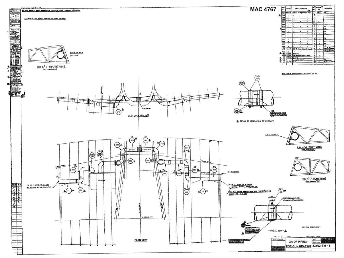 Spitfire MkI II Type 331 Blueprints 33162 15GA of Piping for Gun Heating A4 Photo Print
