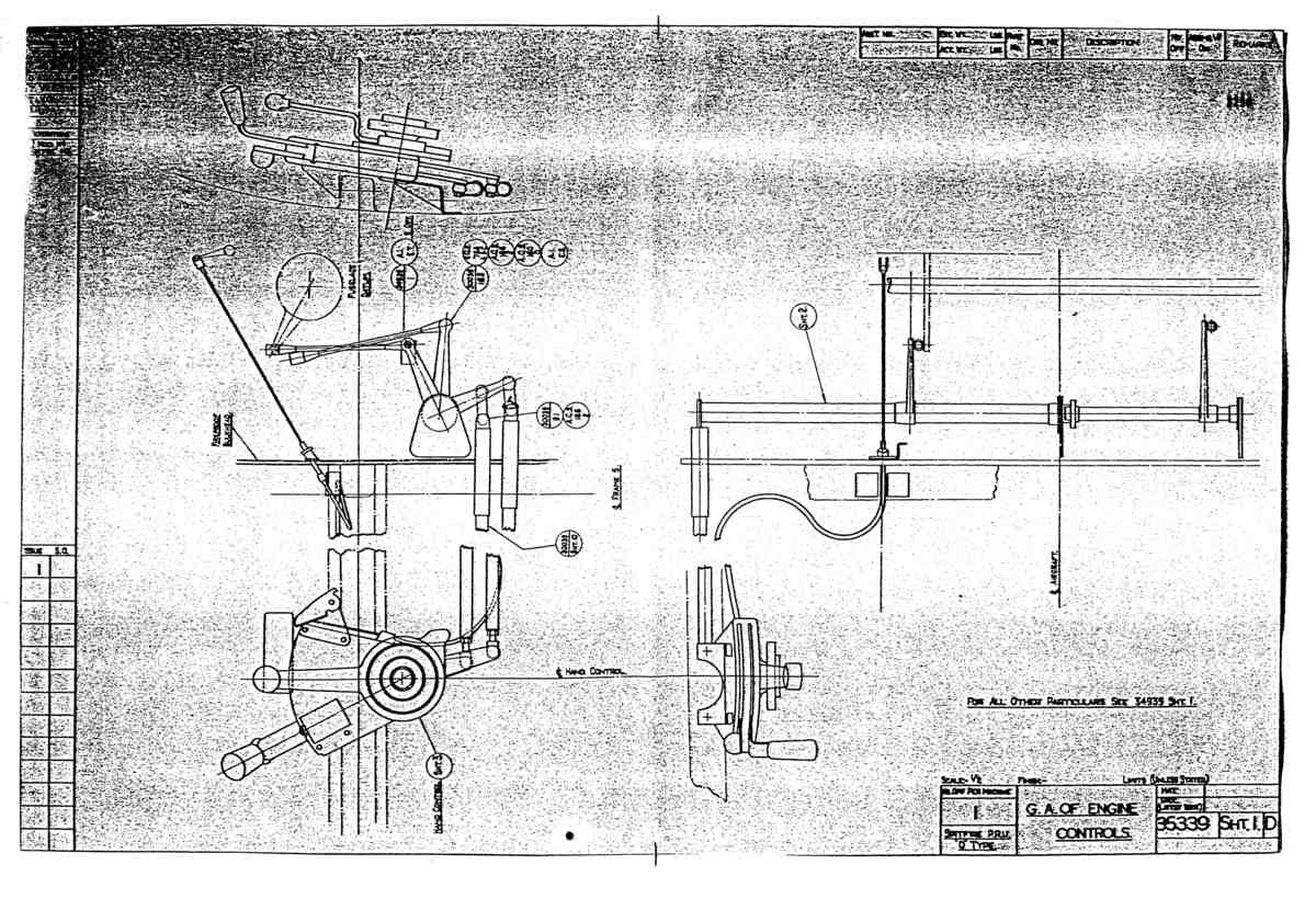 Spitfire MkI II Type 353 Blueprints 35339 1 D GA of Engine Controls A4 Photo Print