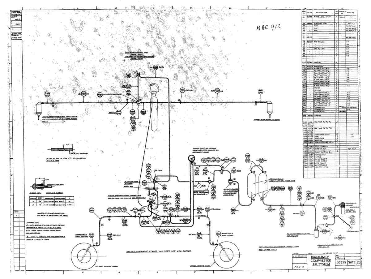 Spitfire MkI II Type 353 Blueprints 35359 2 G Diagram of Compressed Air System A4 Photo Print