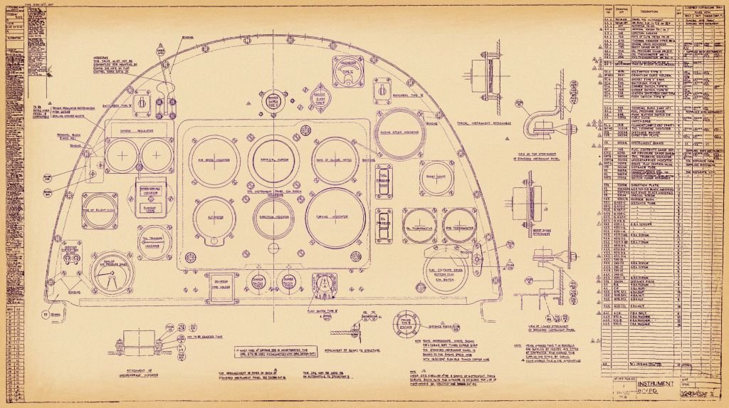 Spitfire MkIV VII Blueprints 32934 SHT 3 Instrument Panel A4 Photo Print