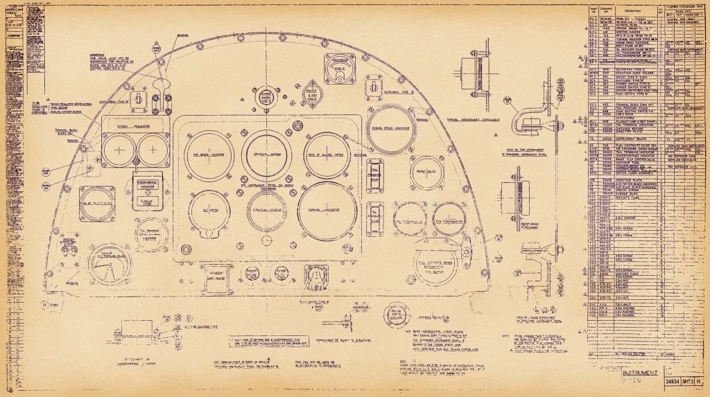 Spitfire MkIV VII Blueprints 34934 SHT 3 H Instrument Panel A4 Photo Print