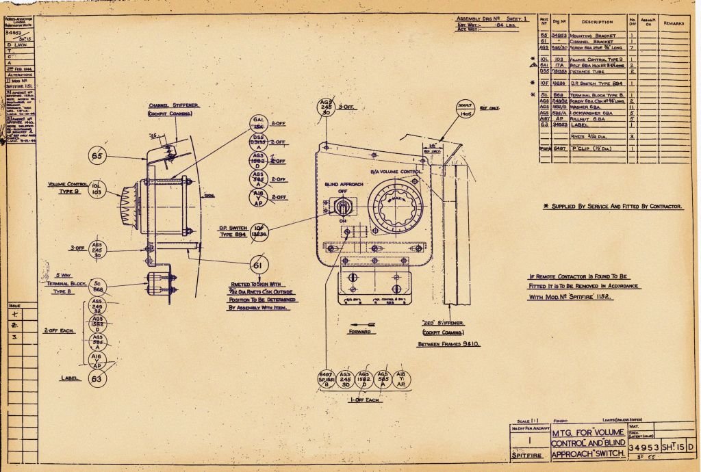 Spitfire MkIV VII Blueprints 34953 SHT 15 D Blind Approach A4 Photo Print