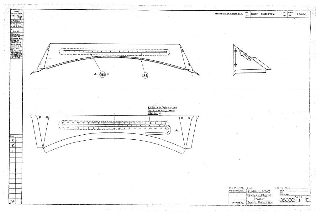Spitfire MkIV VII Blueprints 35030 SHT 13 D Windscreen De icing A4 Photo Print