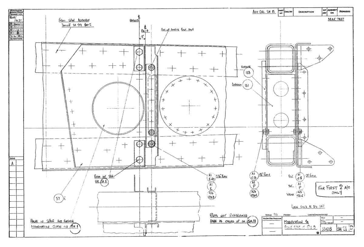 Spitfire Type 331 Mk IX Blueprints 33108 21 D Modification to Front Spar at Rib 9 A4 Photo Print