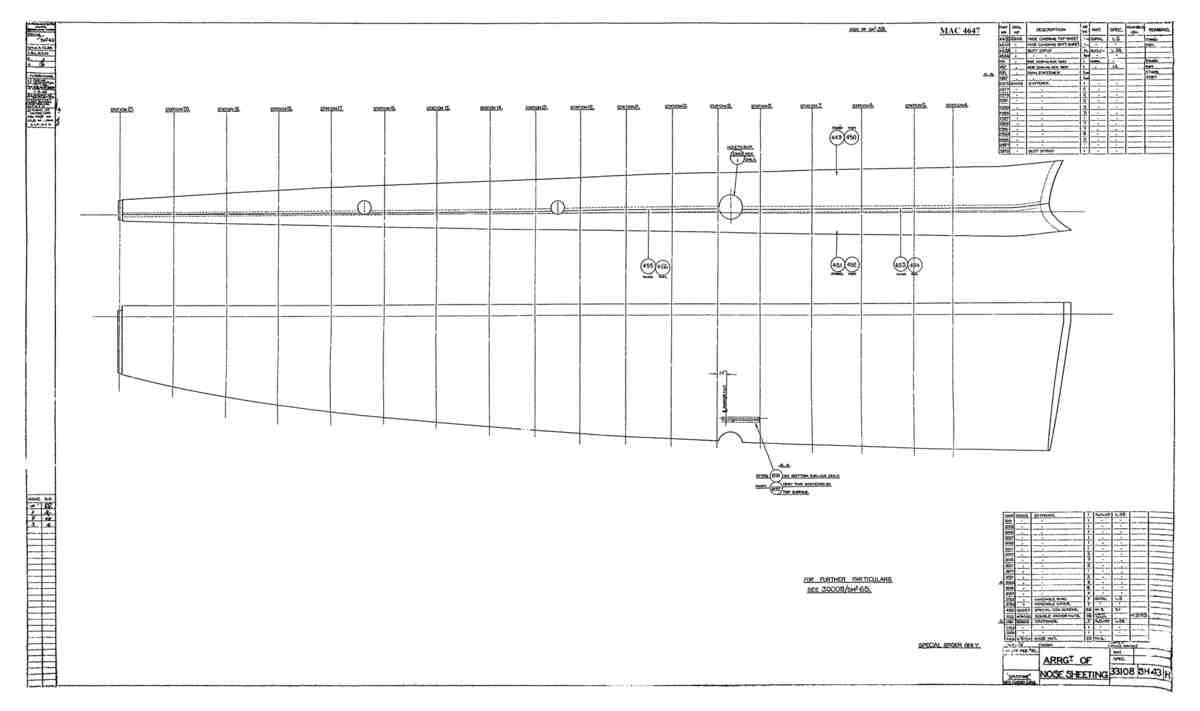 Spitfire Type 331 Mk IX Blueprints 33108 43 H Arrangement of Nose sheeting A4 Photo Print