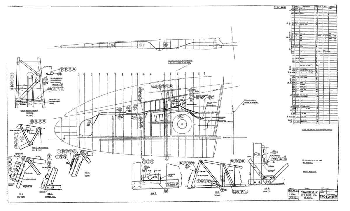 Spitfire Type 331 Mk IX Blueprints 33108 56 H Arrangement of Pipe Lines Etc in Wing A4 Photo Print