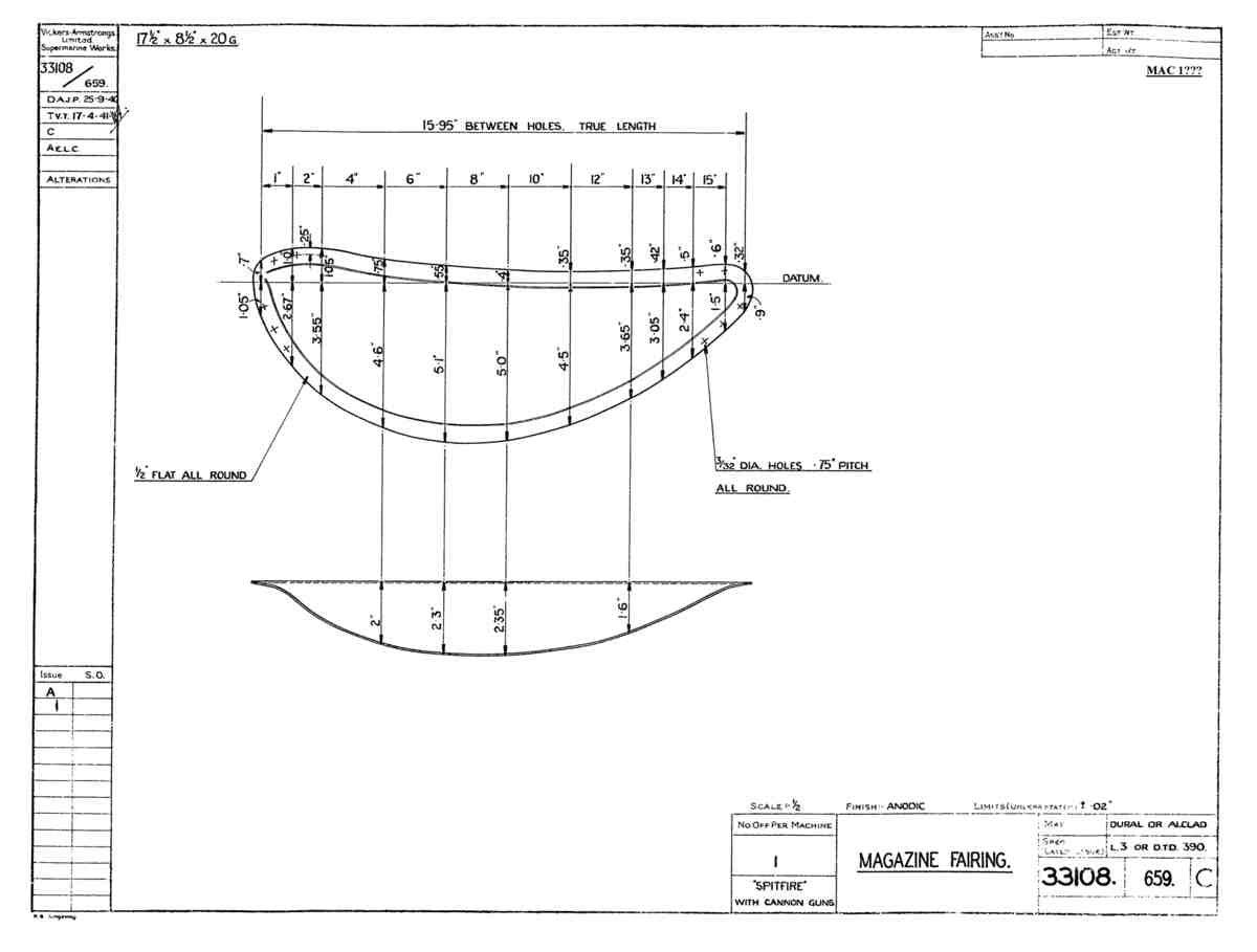 Spitfire Type 331 Mk IX Blueprints 33108 659 C Magazine Fairing A4 Photo Print