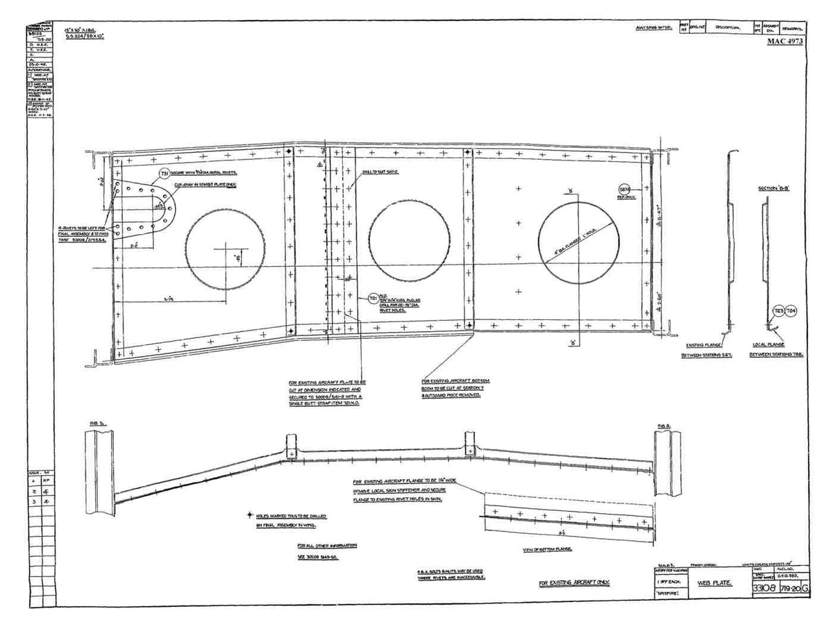 Spitfire Type 331 Mk IX Blueprints 33108 719720 G Web Plate A4 Photo Print