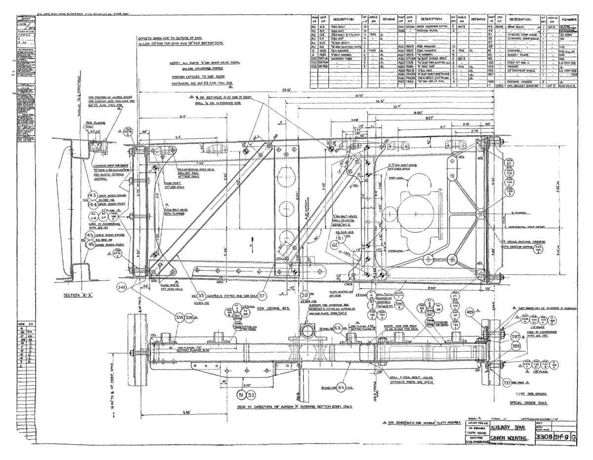 Spitfire Type 331 Mk IX Blueprints 33108 9 G Auxiliary Spar Cannon Mounting A4 Photo Print