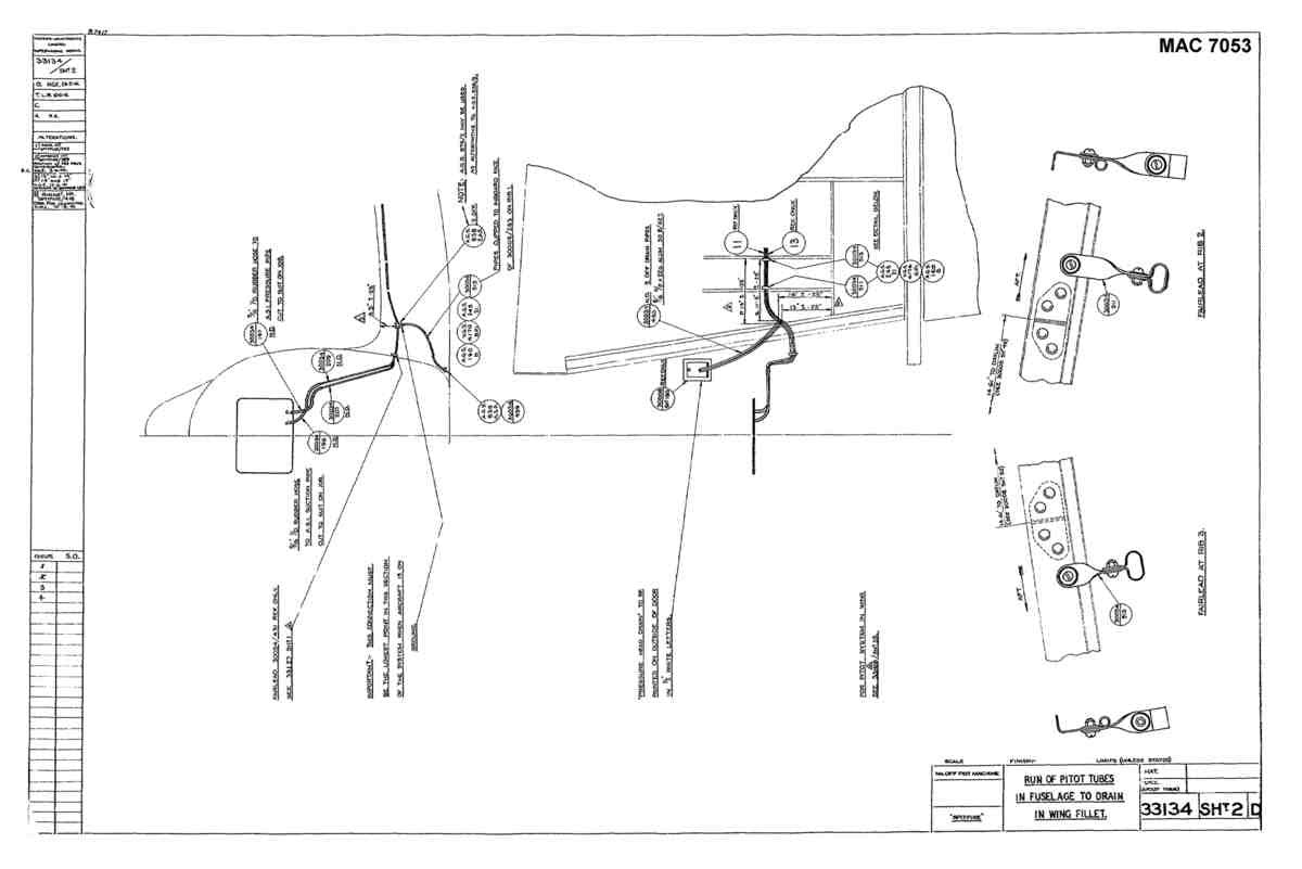 Spitfire Type 331 Mk IX Blueprints 33134 2 D Run of Pitot Tubes in Fuselage to Drain in Wing A4 Photo Print