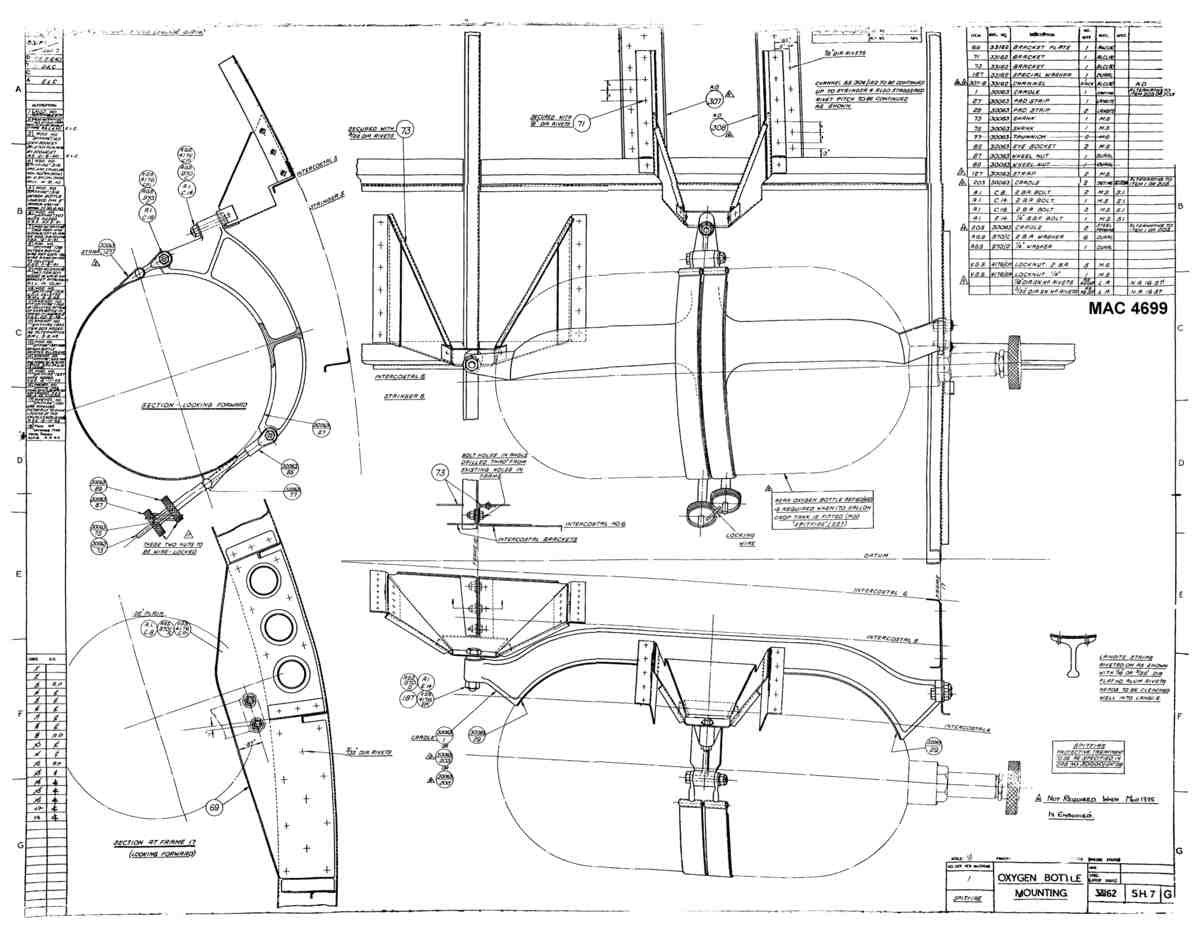 Spitfire Type 331 Mk IX Blueprints 33162 7 G Oxygen Bottle Mounting A4 Photo Print