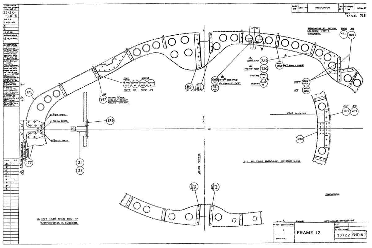 Spitfire Type 337 Mk IV Blueprints 33727 16 Frame 12 A4 Photo Print