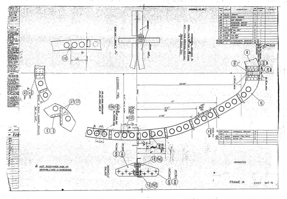 Spitfire Type 337 Mk IV Blueprints 33727 18 D Frame 14 A4 Photo Print