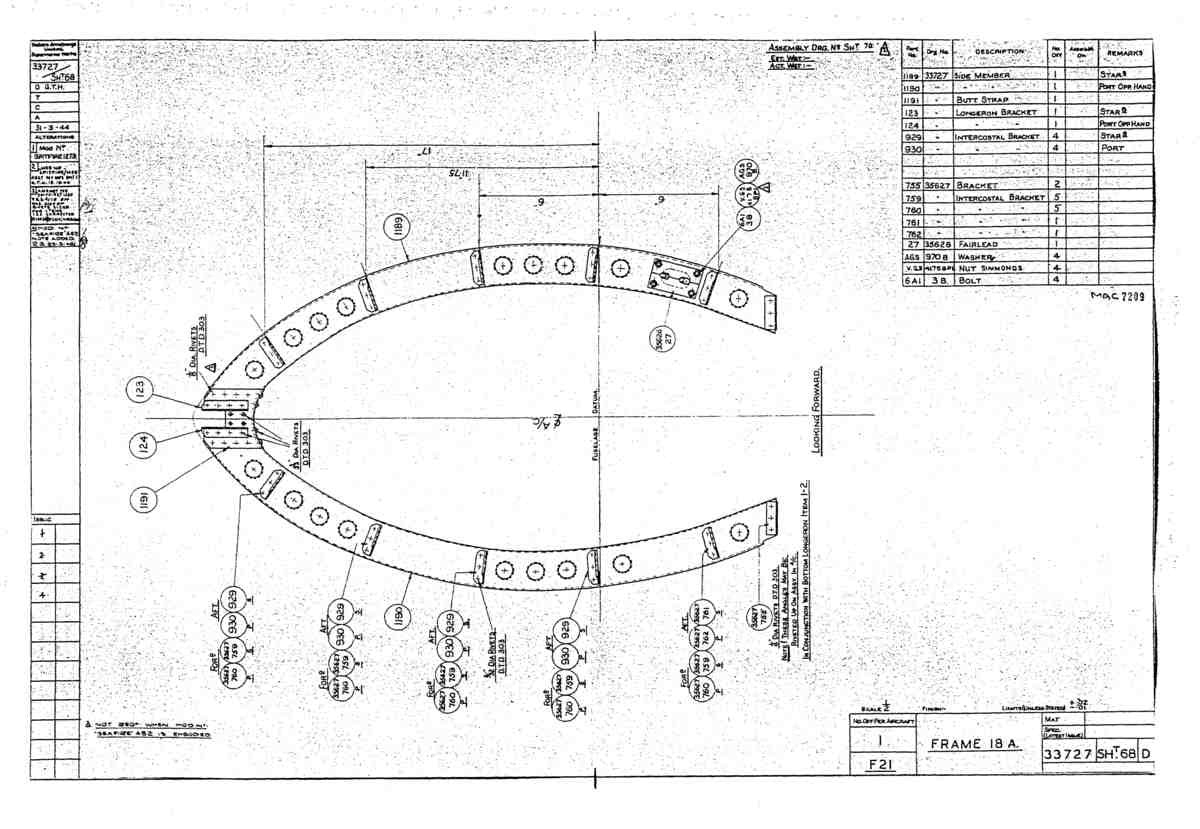 Spitfire Type 337 Mk IV Blueprints 33727 68 D Frame 18A A4 Photo Print