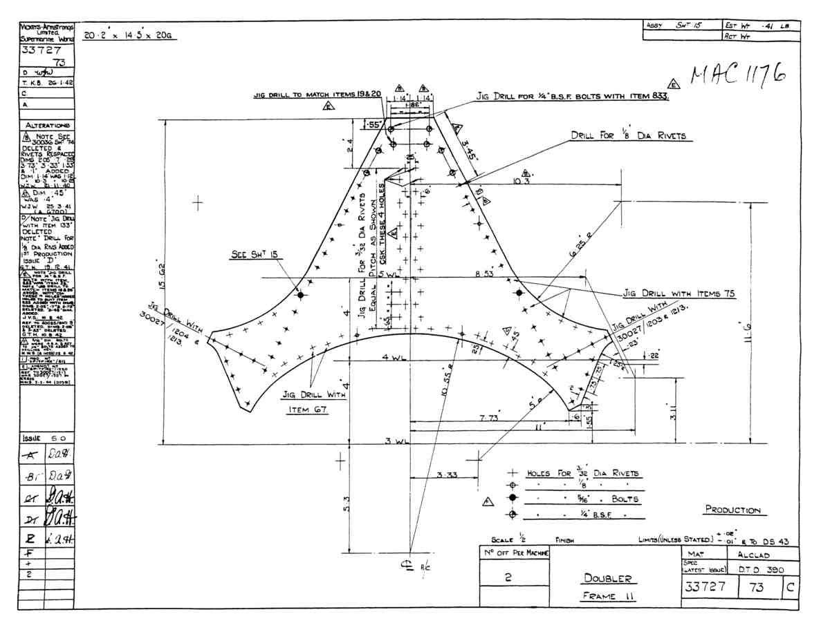 Spitfire Type 337 Mk IV Blueprints 33727 73 C Doubler Frame 11 A4 Photo Print