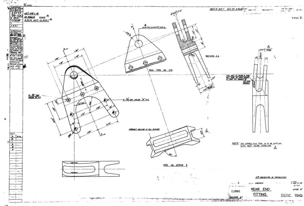 Spitfire Type 337 Mk IV Blueprints 33737 99100Rear End Fitting A4 Photo Print