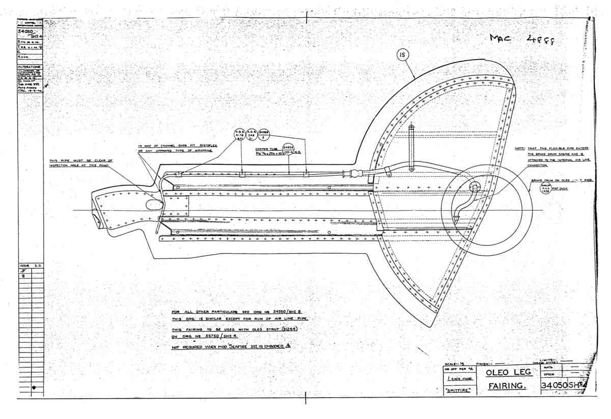 Spitfire Type 340 Seafire Blueprints 34050 4  Oleo Leg Fairing A4 Photo Print