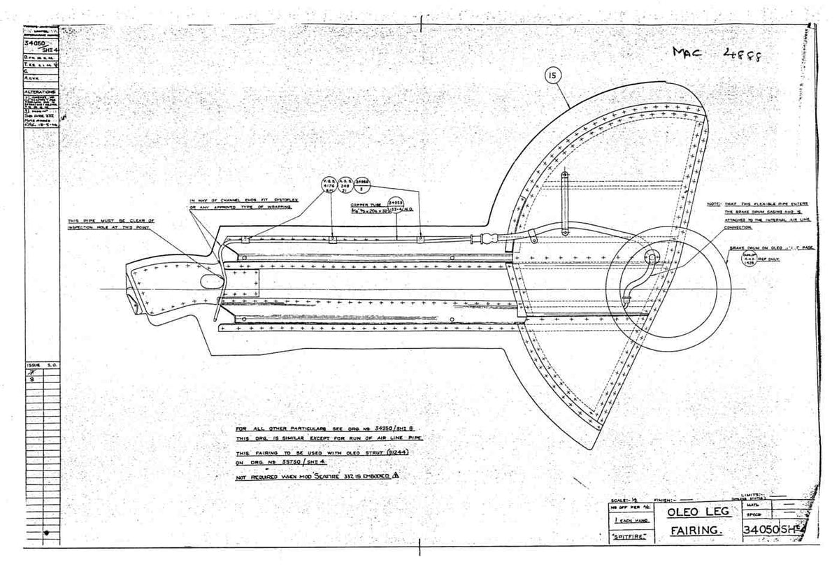 Spitfire Type 340 Seafire Blueprints 34050 4Oleo Leg Fairing A4 Photo Print