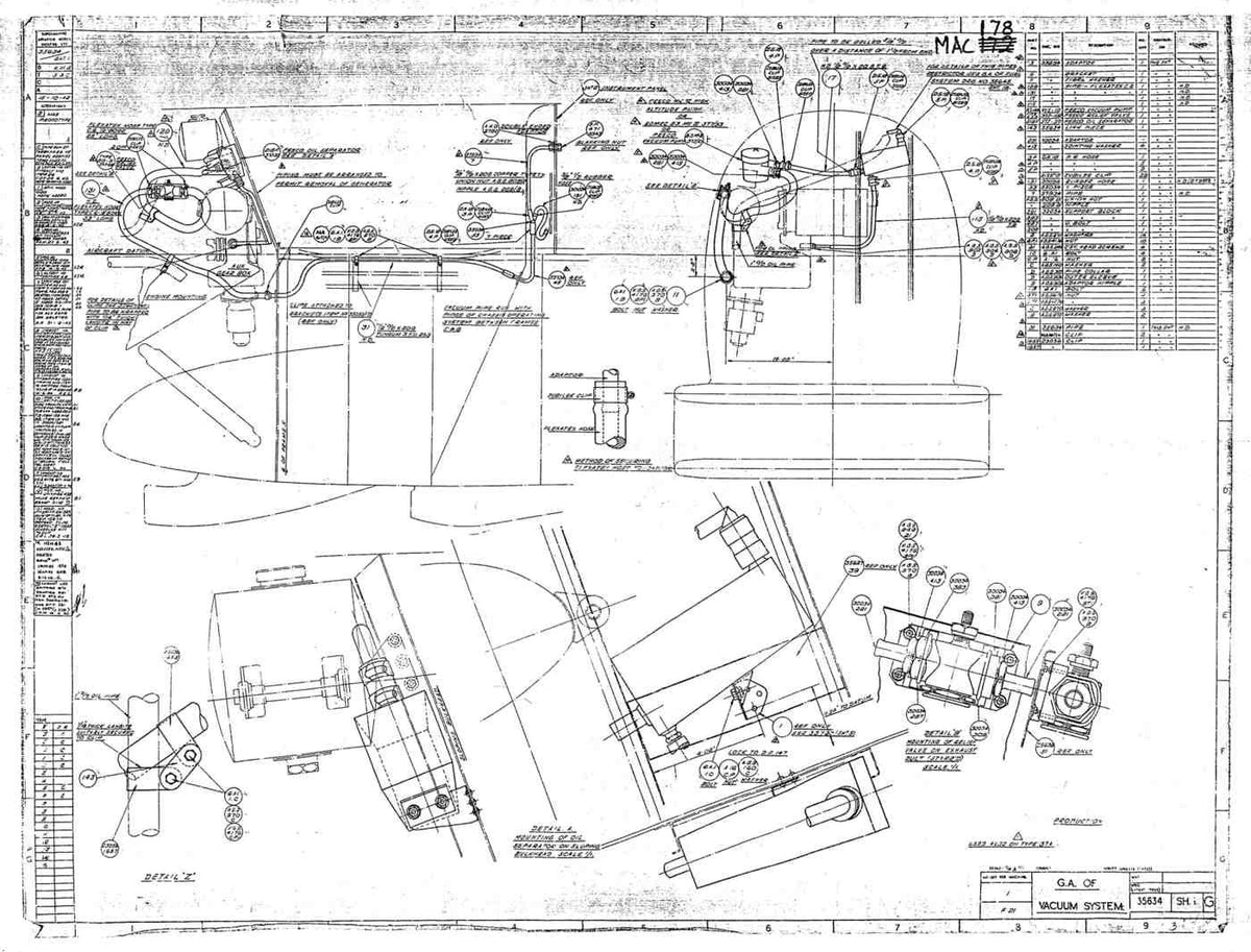 Spitfire Type 356 MK 212224 Blueprints 35634 1 G GA of Vacuum system A4 Photo Print