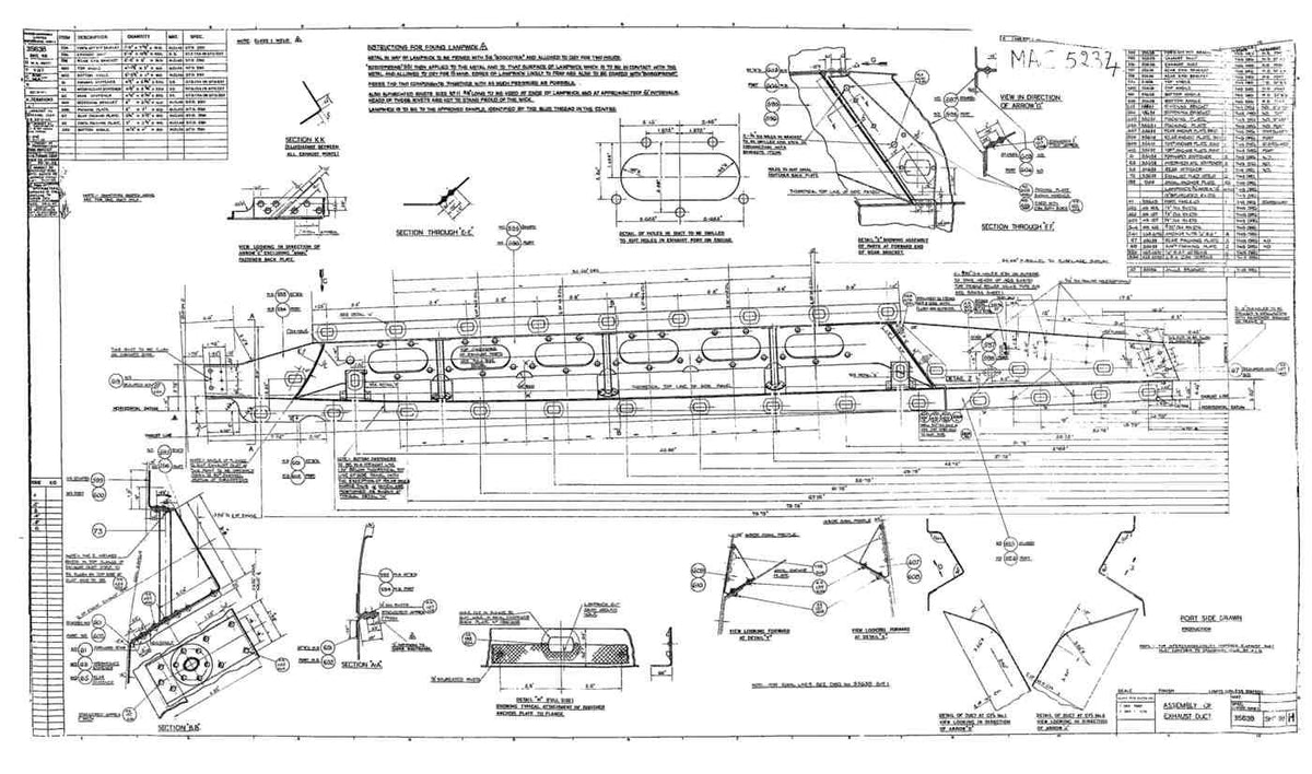 Spitfire Type 356 MK 212224 Blueprints 35638 98 H Assembly of Exhaust Duct A4 Photo Print