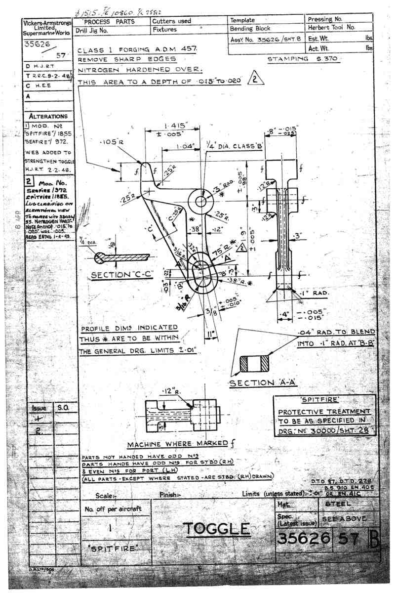Spitfire Type 356 MK 2122,24 Blueprints 35626 57 B Toggle A4 Photo Print