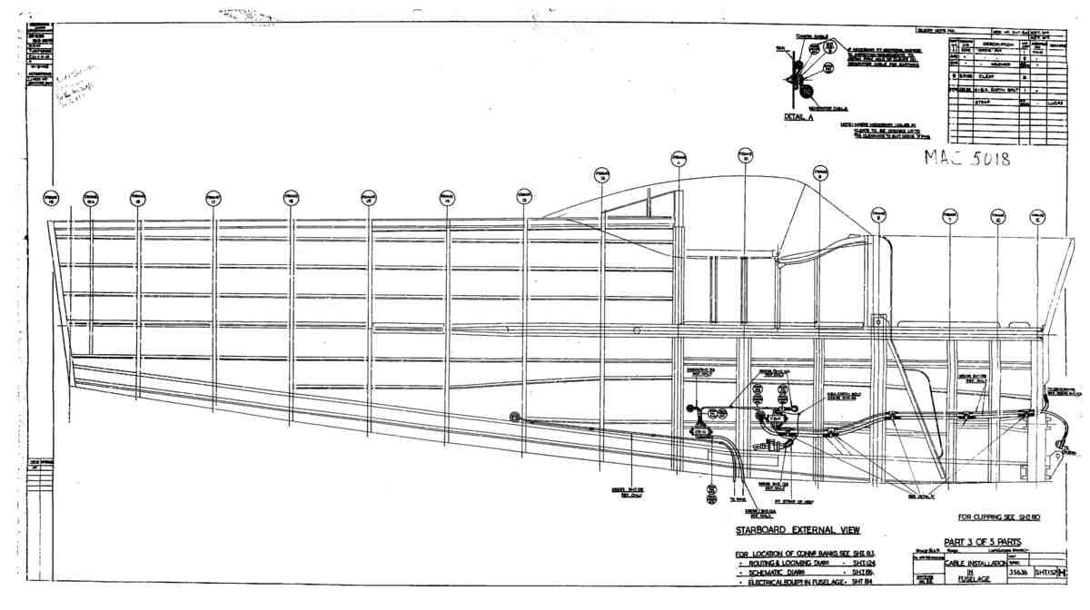 Spitfire Type 356 MK 2122,24 Blueprints 35636 152 H Cable installation in fuselage(pt3 of 5) A4 Photo Print