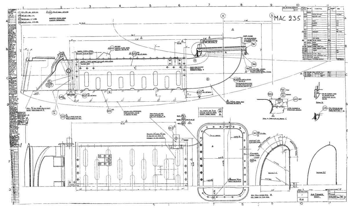 Spitfire Type 356 MK 2122,24 Blueprints 35638 36 H Air Cleaner Duct A4 Photo Print