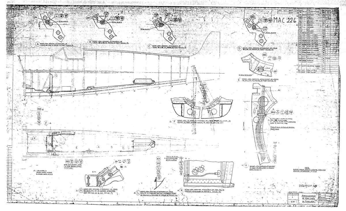 Spitfire Type 356 MK 2122,24 Blueprints 35659 10 H Arrangement of pipe lines in fuselage A4 Photo Print