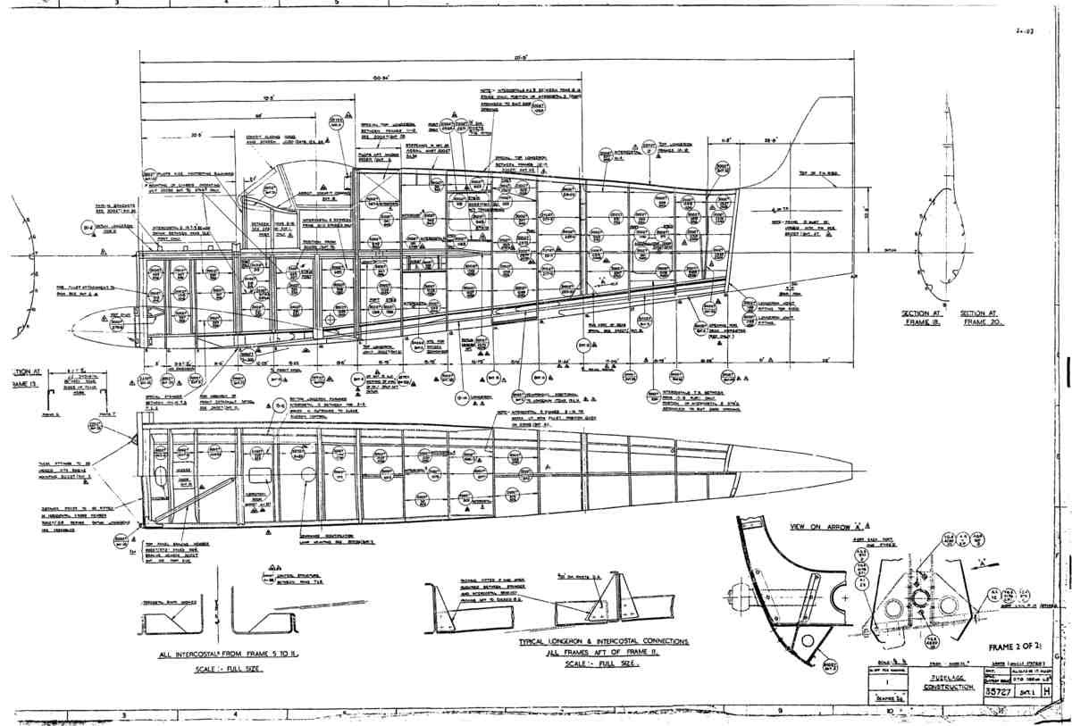 Spitfire Type 357 Seafire Blueprints 35727 1 H Fuselage Construction A4 Photo Print