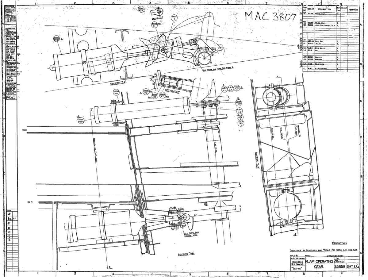 Spitfire Type 358 Seafire Blueprints 35859 1 G Flap Operating Gear A4 Photo Print