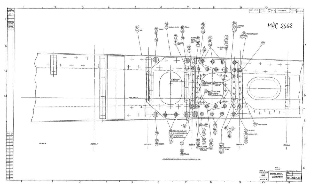 Spitfire Type 361 Mk IX Blueprints 36108 25Front Spar Assembly(pt2 or 4) A4 Photo Print