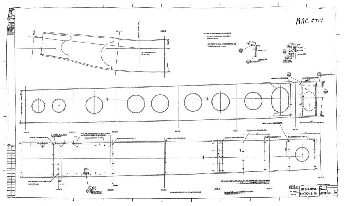 Spitfire Type 361 Mk IX Blueprints 36108 555 H Rear Spar Station 1 14 A4 Photo Print