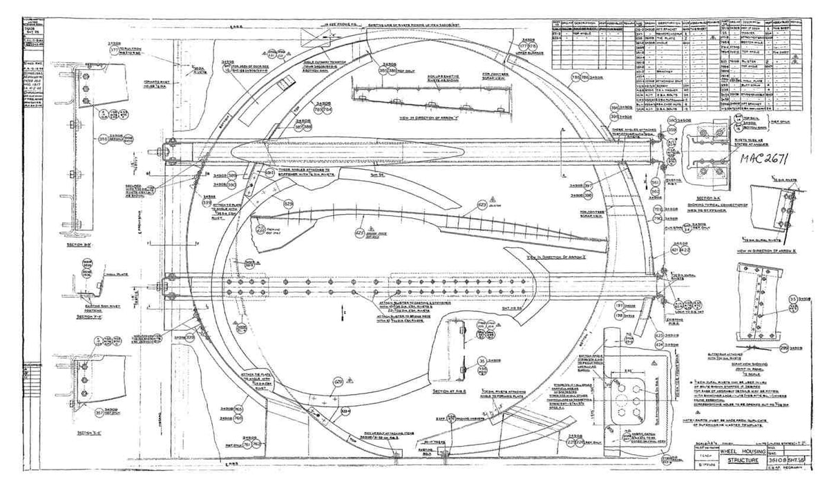 Spitfire Type 361 Mk IX Blueprints 36108 55Wheel Housing Structure A4 Photo Print
