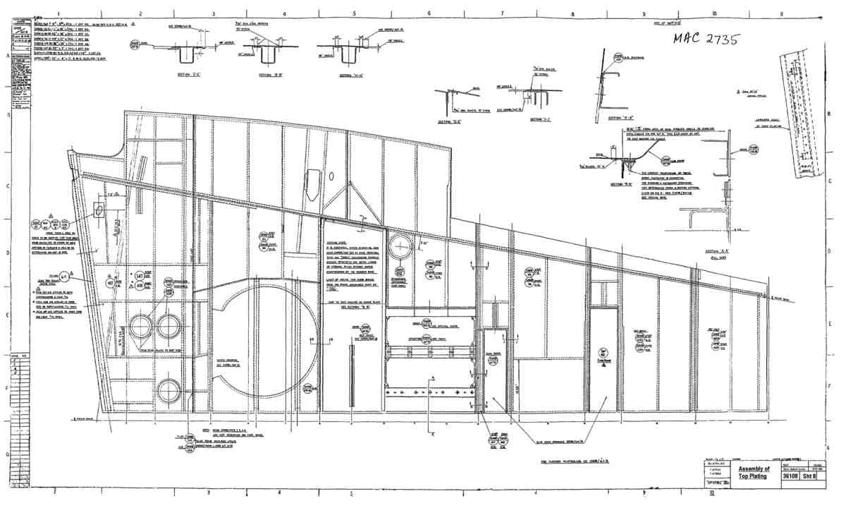 Spitfire Type 361 Mk IX Blueprints 36108 8  Assembly of top Plating A4 Photo Print