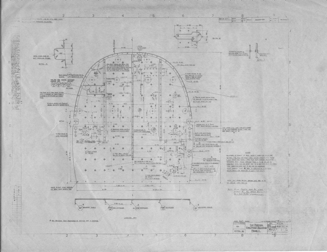 Spitfire Type 361 Mk IX Blueprints 36127 1A G Top Portion Frieproof Bulkhead Frame 5.tif