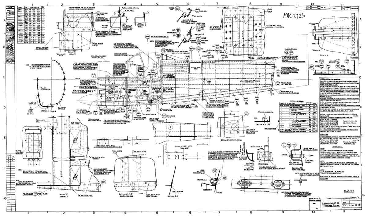 Spitfire Type 361 Mk IX Blueprints 36127 40 H Arrangement of Fuselage Plating A4 Photo Print