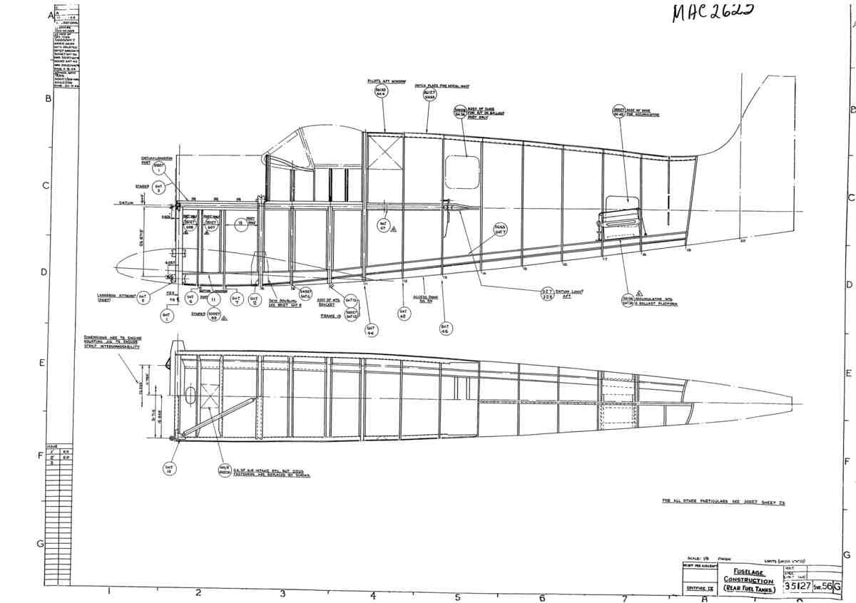 Spitfire Type 361 Mk IX Blueprints 36127 56 G Fuselage Construction rear fuel tanks A4 Photo Print