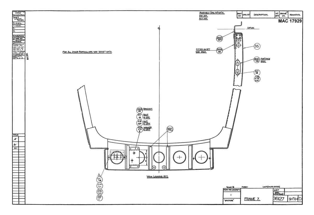 Spitfire Type 361 Mk IX Blueprints 36127 64 D Frame 7 A4 Photo Print