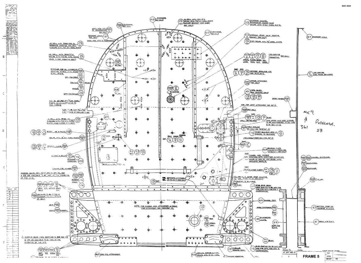 Spitfire Type 361 Mk IX Blueprints 36127 75 G Frame 5 A4 Photo Print