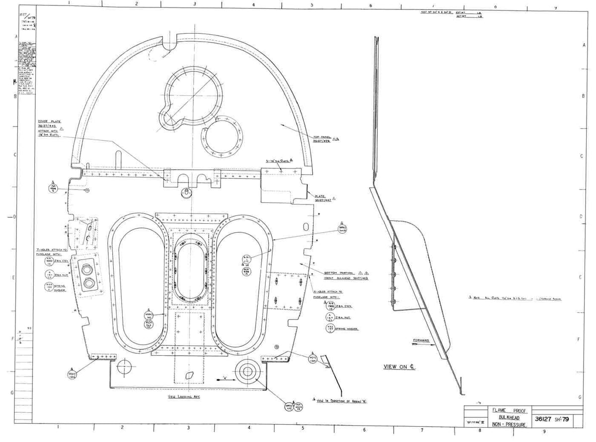 Spitfire Type 361 Mk IX Blueprints 36127 79Flame Proof Bulkhead Non Pressure A4 Photo Print